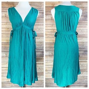French Connection Teal Blue Chevron Side Tie Dress